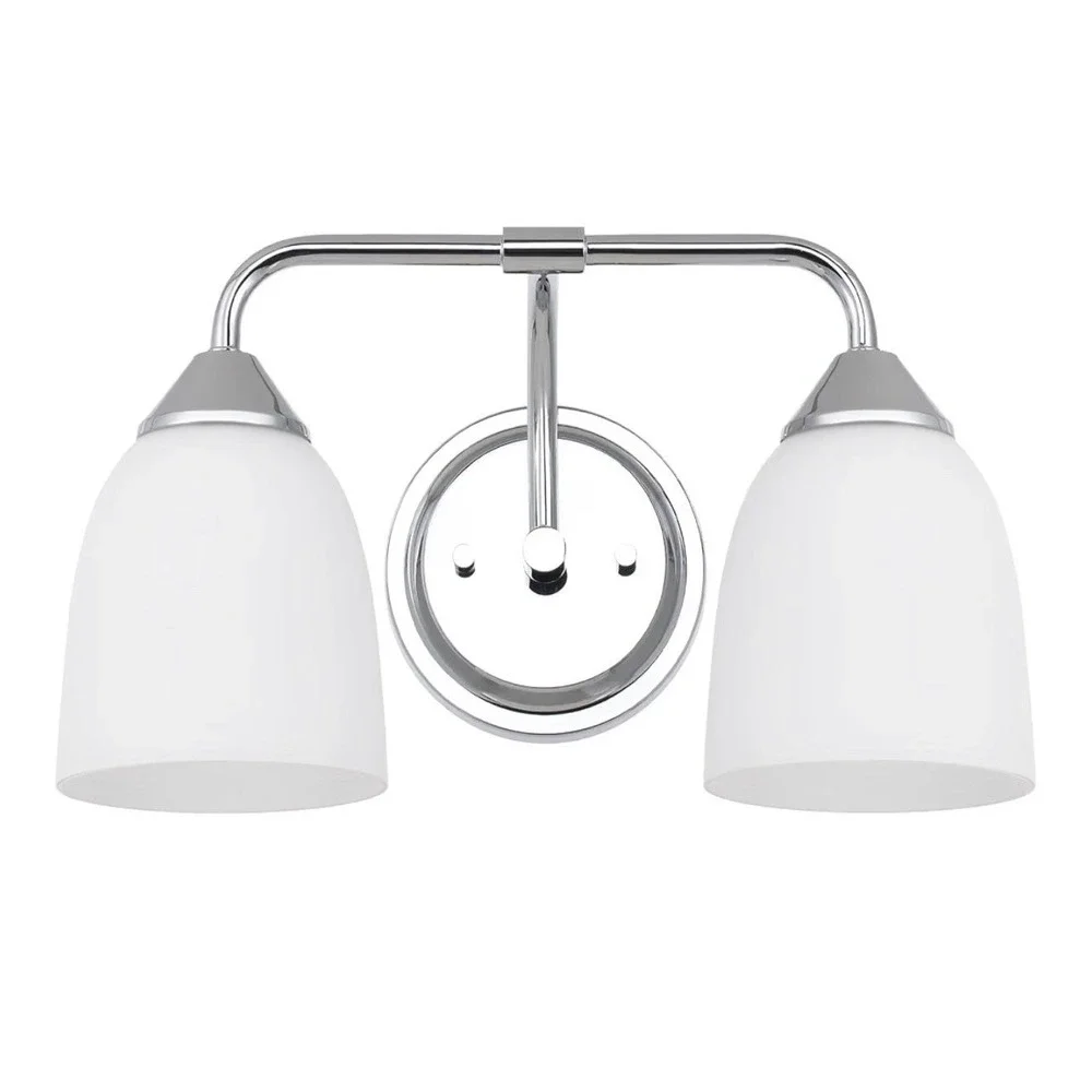 Ntsunxeko 2-Light Chrome Bathroom Vanity Light Frosted Glass VA0043-2-CHR